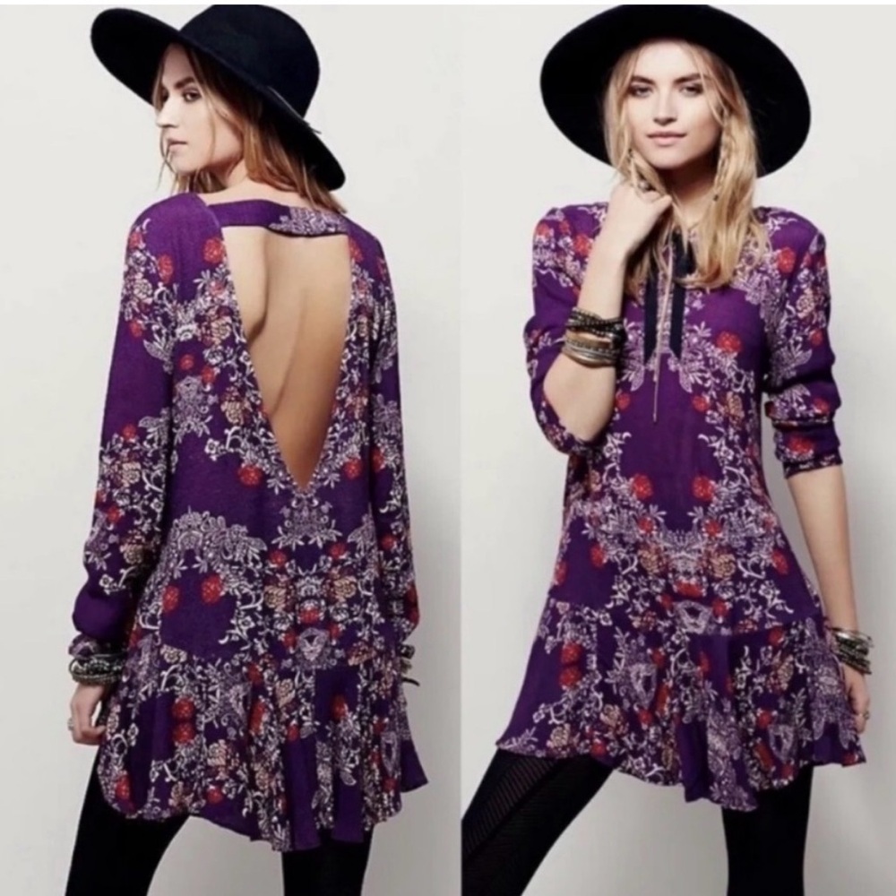 Free People Purple Floral Tunic